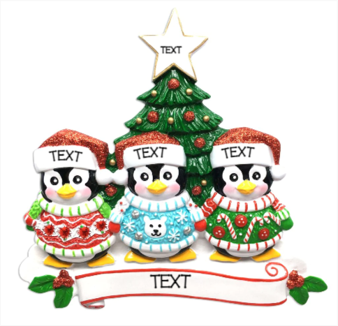 Christmas Sweater Penguin Family of 3 Ornament