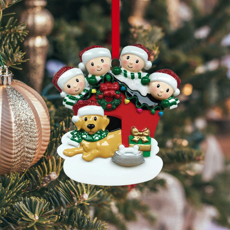 Doghouse Family of 4 Ornament
