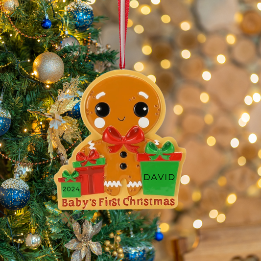 Personalized Gingerbread Baby Ornament - Custom Holiday Gift
