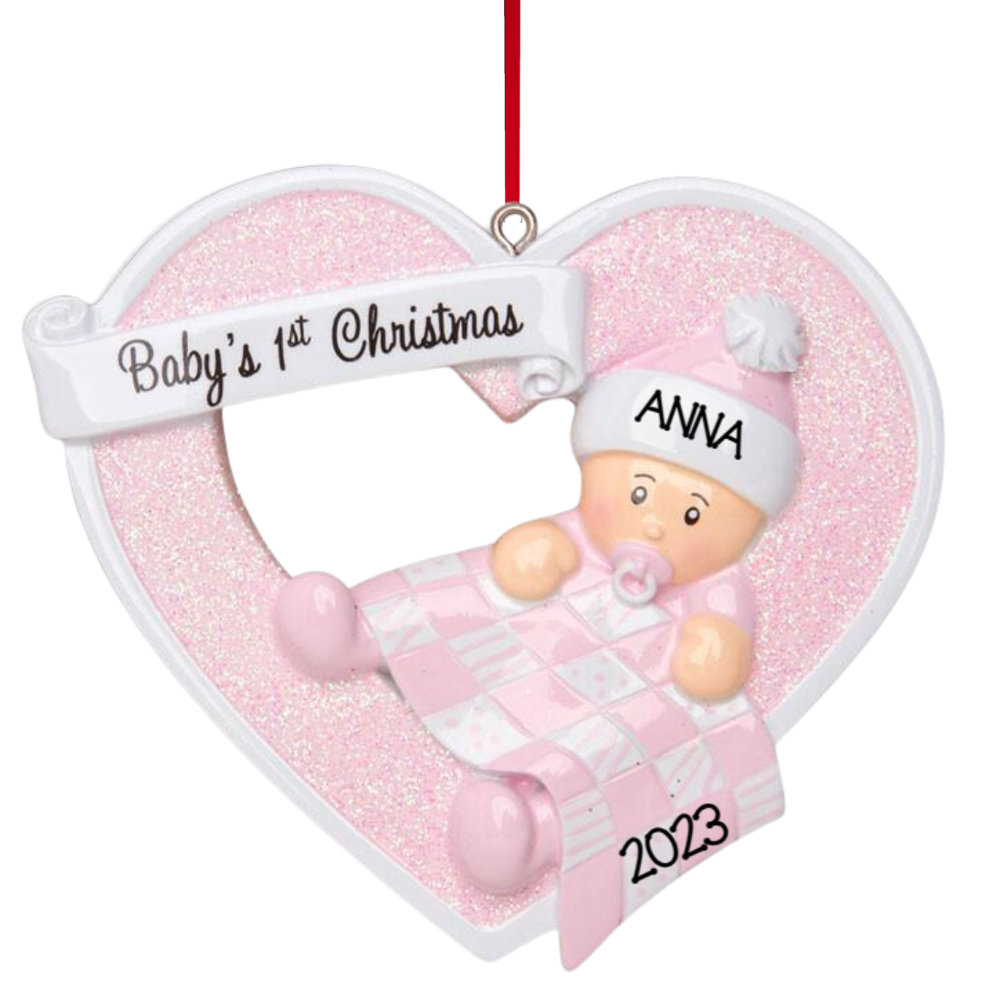 Girl in Heart Baby Ornament