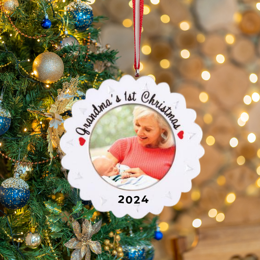 Personalized Grandma's First Grand Baby Ornament - Custom Holiday Gift