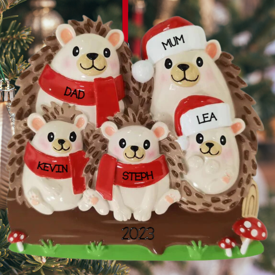 Hedgehog Family of 5 Ornament