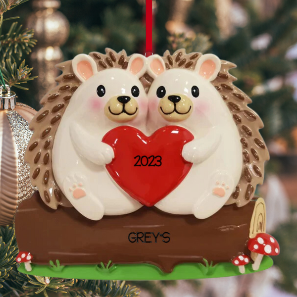 Hedgehog Couple Ornament
