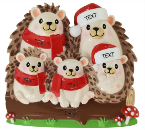 Hedgehog Family of 5 Ornament