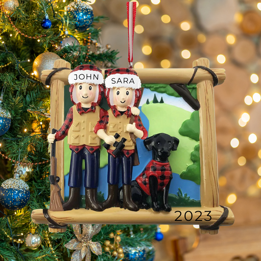 Personalized Hunting Family of 2 Ornament - Custom Holiday Gift