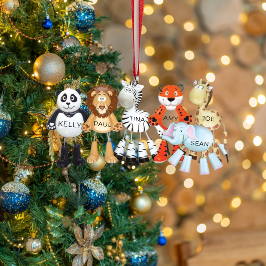 Personalized Lion Zebra Giraffe Elephant Ornament - Custom Holiday Gift