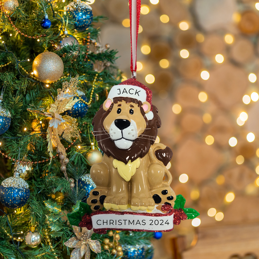 Personalized Lion Zoo Animal Ornament - Custom Holiday Gift
