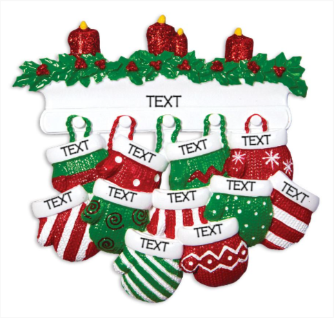 Mitten Family of 11 Ornament