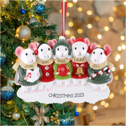 Mouse Family of 5 Ornament