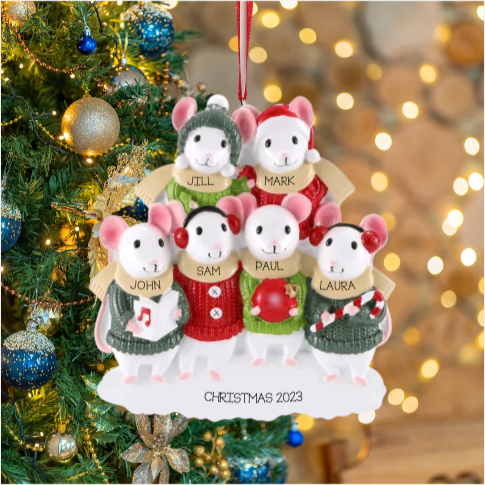 Mouse Family of 6 Ornament