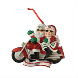 Mr & Mrs Clause Riding a Motorcycle Ornament