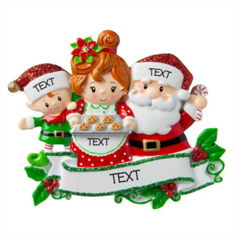 Mr & Mrs Claus family of 3 Ornament