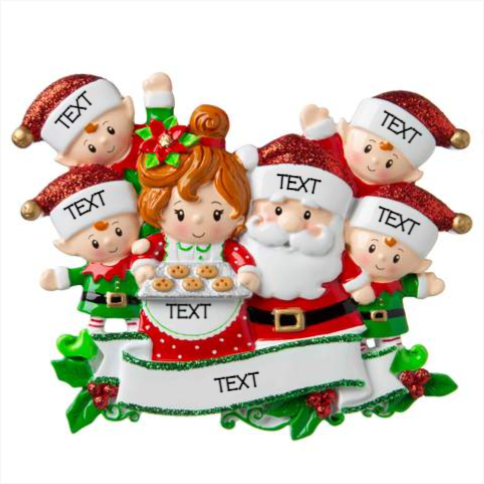 Mr & Mrs Claus family of 6 Ornament