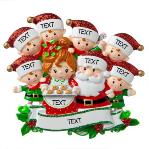 Mr & Mrs Claus family of 8 Ornament