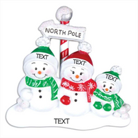 North Pole Family of 3 Ornament