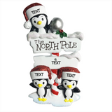 North Pole Penguin family of 3 Ornament