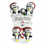 North Pole Penguin family of 4 Ornament
