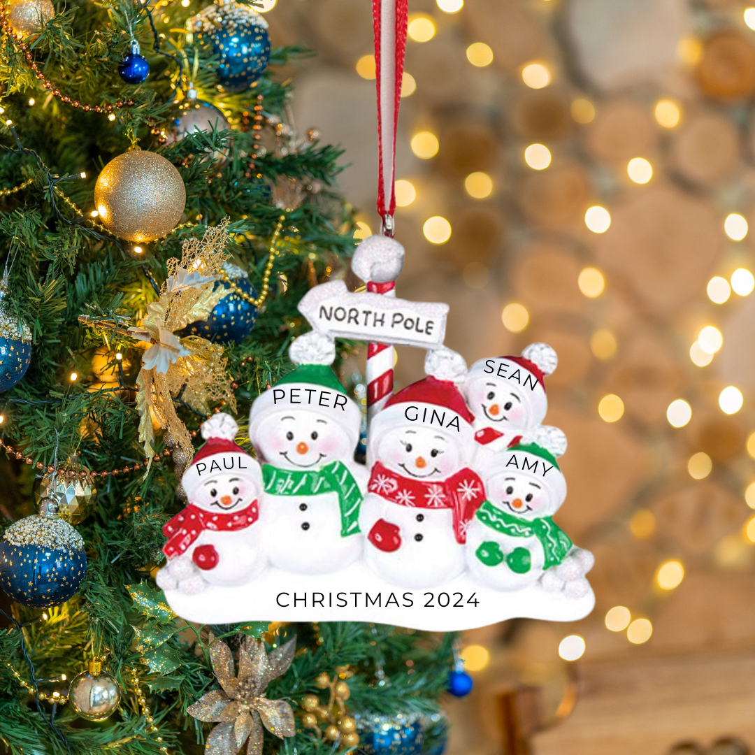 Personalized North Pole Family of 5 Ornament - Custom Holiday Gift ...