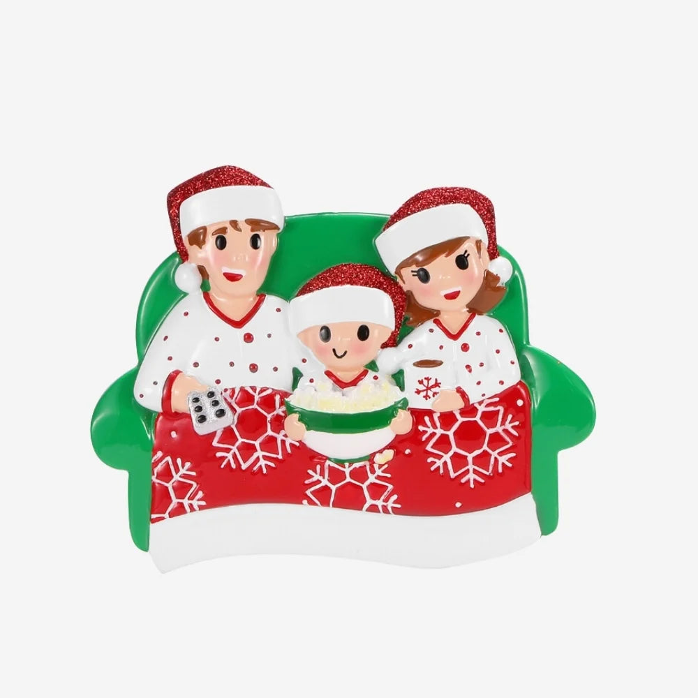 Family of 3 Movie Night Ornament