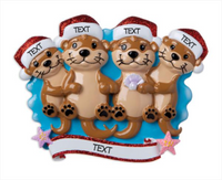 Otter family of 4 Ornament