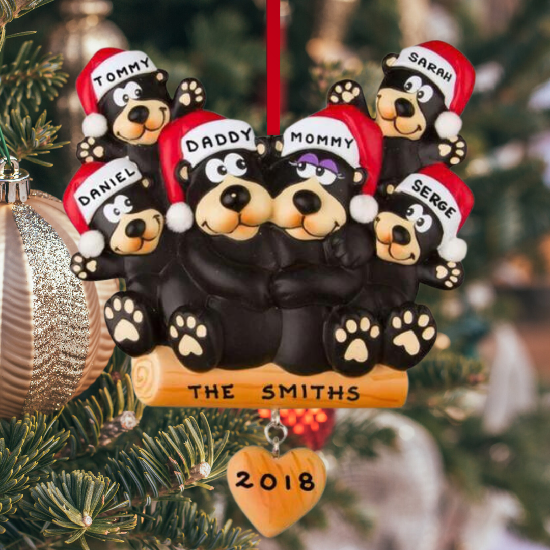 Black Bear Family of 6 Ornament