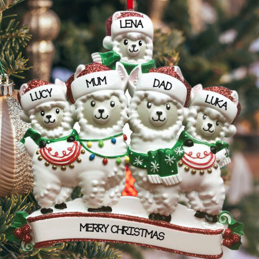 Llama Family of 5 Ornament
