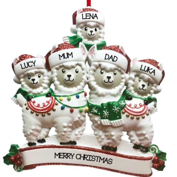 Llama Family of 5 Ornament