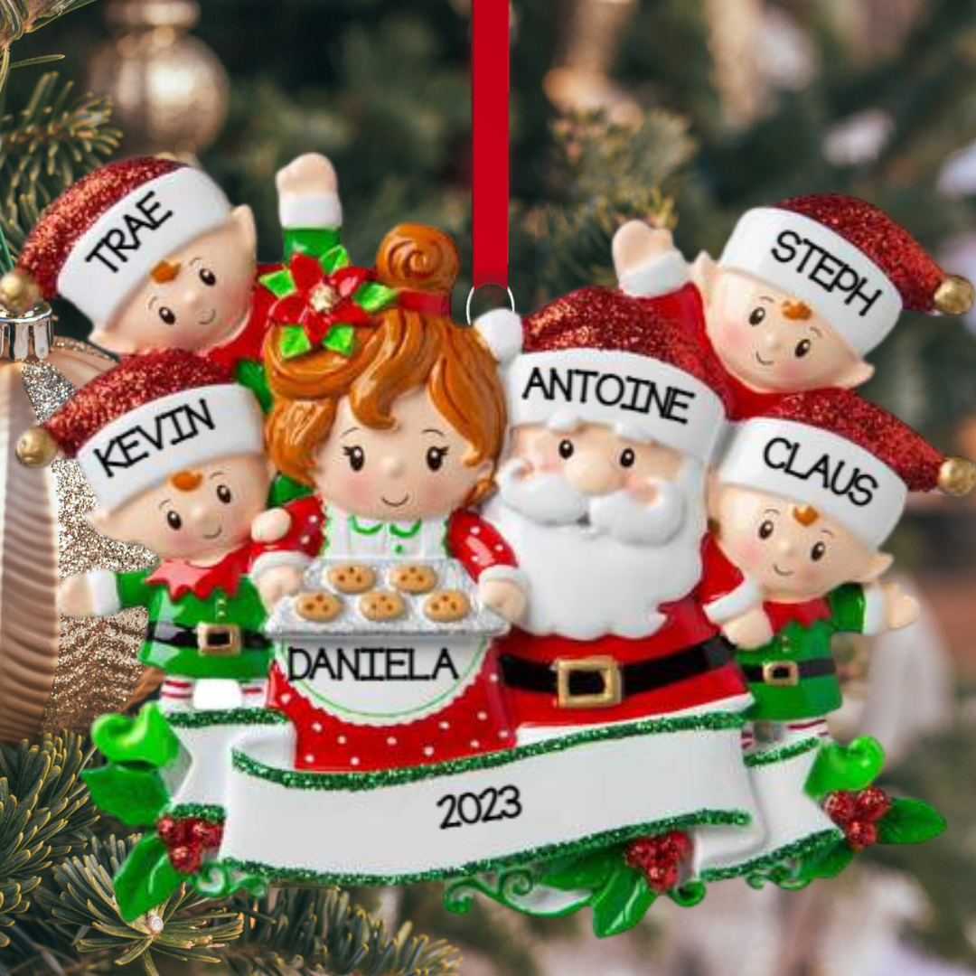 Mr & Mrs Claus family of 6 Ornament