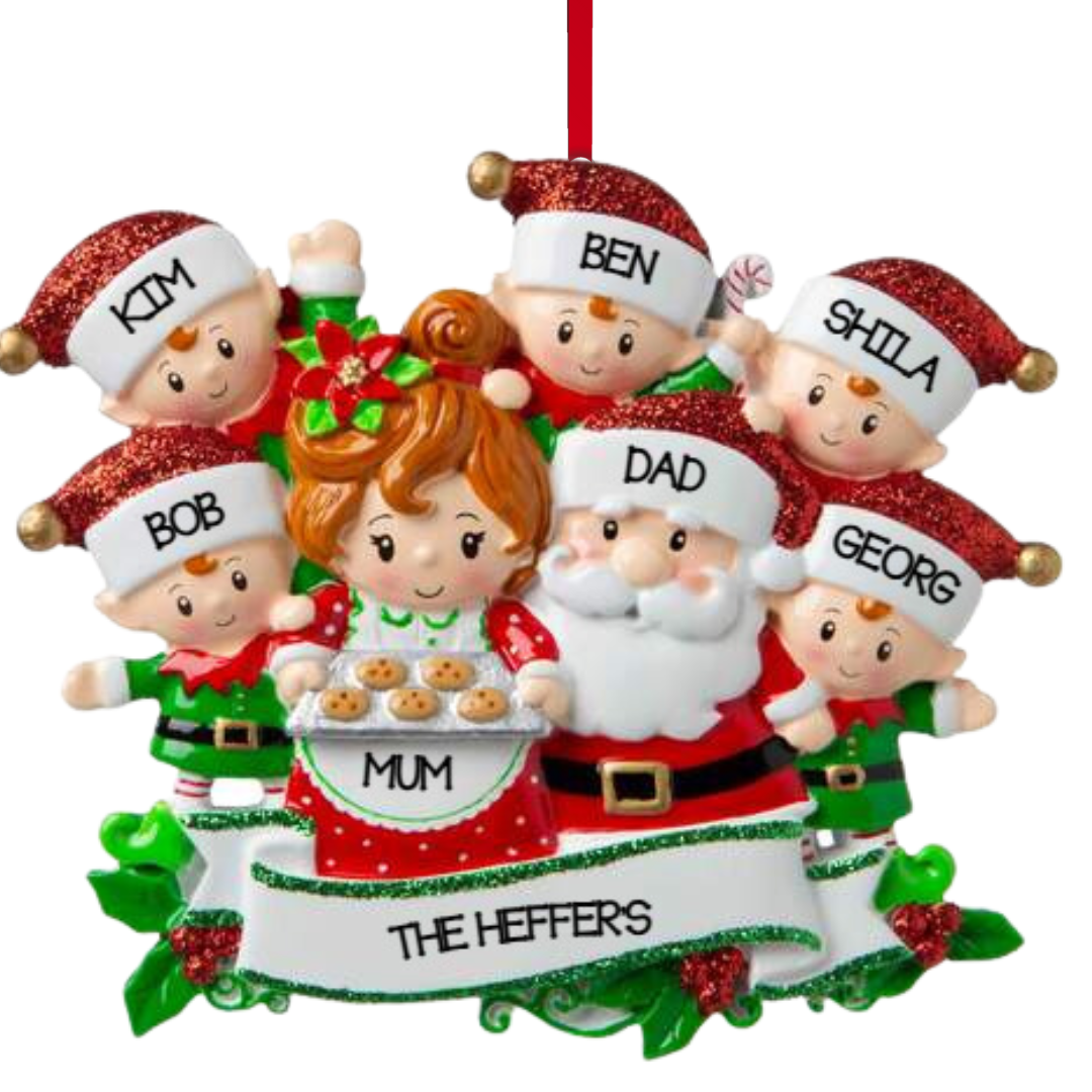 Mr & Mrs Claus family of 7 Ornament