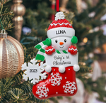 Snow baby in Stocking - Red Ornament