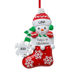 Snow baby in Stocking - Red Ornament