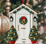 White door with wreath Ornament
