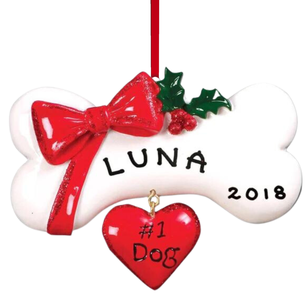 #1 Dog Bone with Bow - Personalized by Santa - Canada