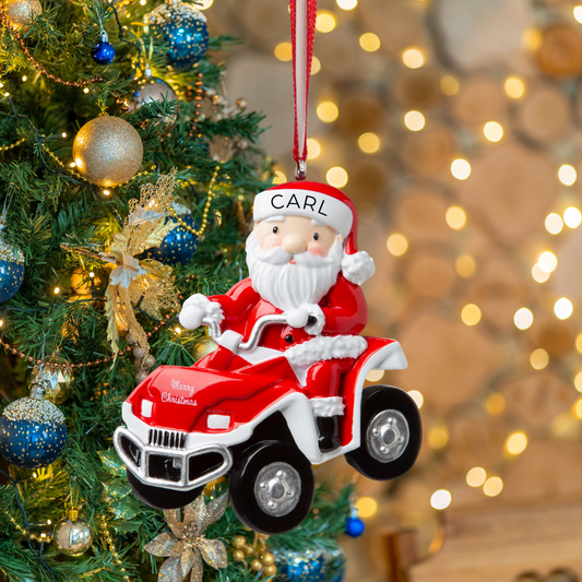Personalized Santa Atv Ornament - Custom Holiday Gift
