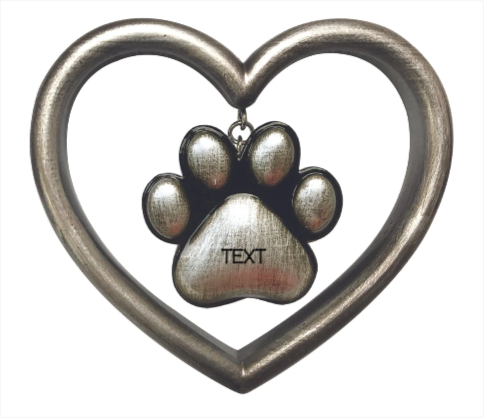 Silver Paw in Heart Ornament