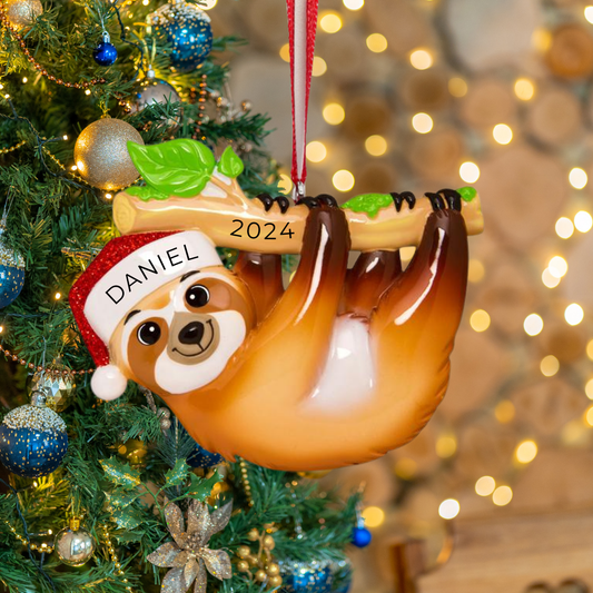 Personalized Sloth Ornament - Custom Holiday Gift