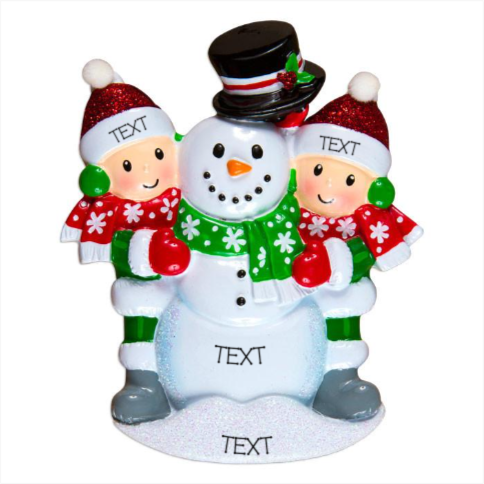 Snowman Building Family of 2 Ornament