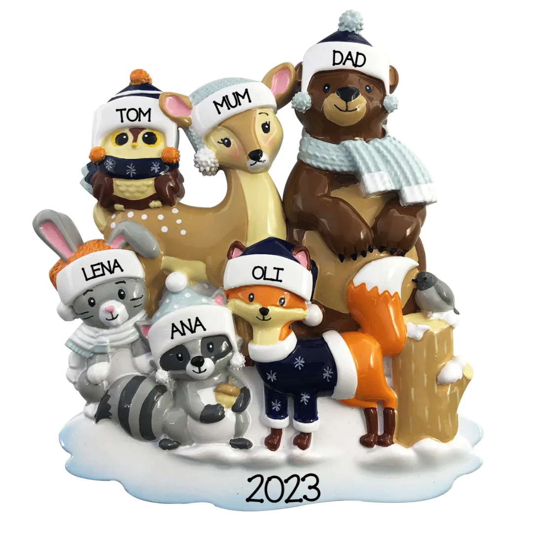 Woodland Family of 6 Ornament