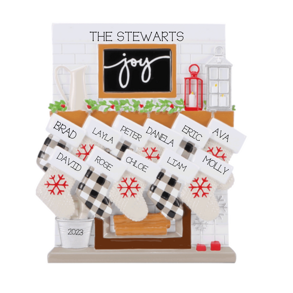 Mantle Stocking Family of 11 Ornament