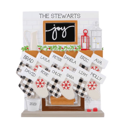 Mantle Stocking Family of 12 Ornament