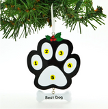 Best Dog Paw - Black Ornament - Personalized by Santa - Canada