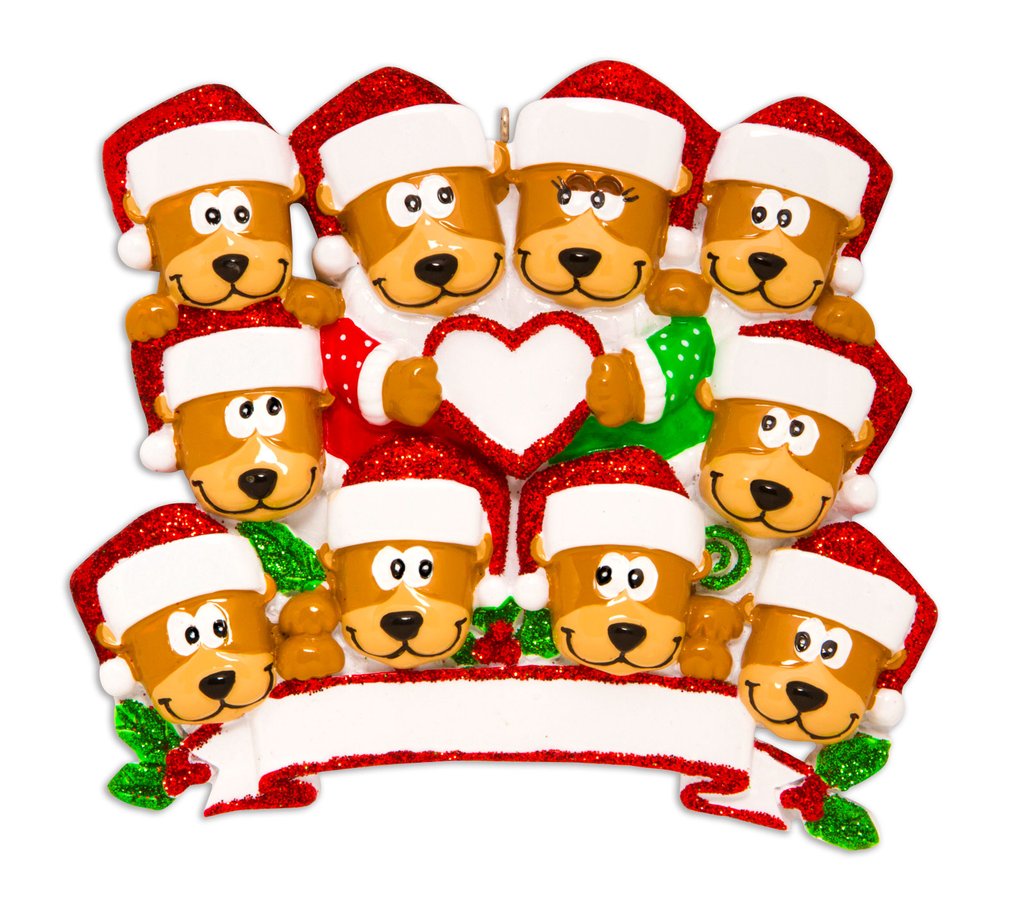 Brown Bear Family of 10 Ornament - Personalized by Santa - Canada