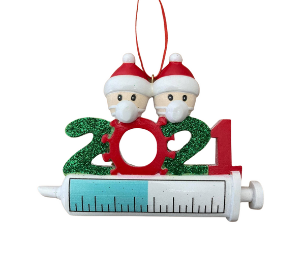 Covid 2021 Vaccine Family of 2 Ornament - Personalized by Santa - Canada