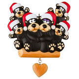 Black Bear Family of 6 Ornament - Personalized by Santa - Canada