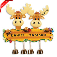 Moose Family of 2 Ornament - Personalized by Santa - Canada