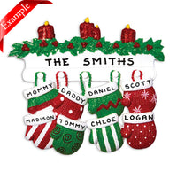 Mitten Family of 8 Ornament - Personalized by Santa - Canada