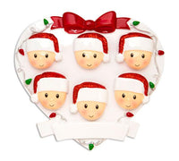 Red + Green Head On Hearts Family of 6 Ornament - Personalized by Santa - Canada