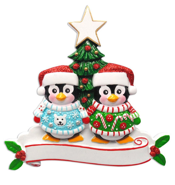 Christmas Sweater Penguin Family of 2 Ornament - Personalized by Santa - Canada