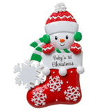 Snow baby in Stocking - Red Ornament - Personalized by Santa - Canada