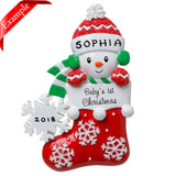 Snow baby in Stocking - Red Ornament - Personalized by Santa - Canada